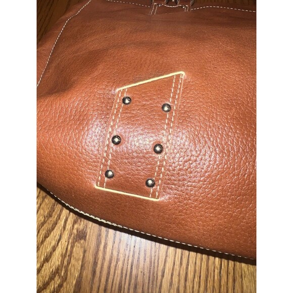 Cole Haan Purse Brown Leather Shoulder Tote Bag Rivets Stitch Y2K Boho Vintage - Picture 2 of 16